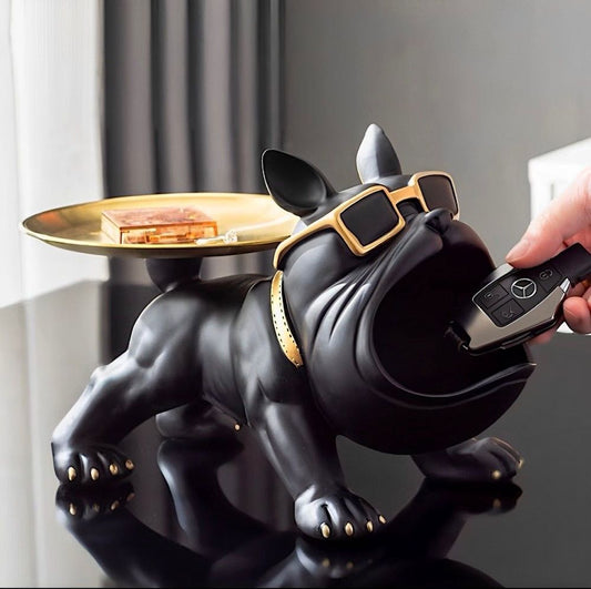 Estátua Bulldog Suporte de Armazenamento