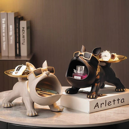 Estátua Bulldog Suporte de Armazenamento