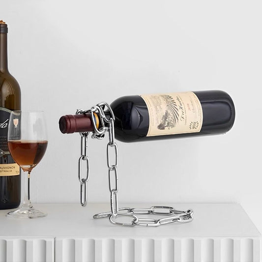 Corrente prata suporte de vinho